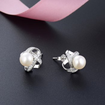 Cubic Zirconia Pearl Silver Earring